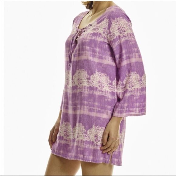 Margaritaville Batik Lace Rayon Purple Swim Cover Up Tunic L Large - Picture 9 of 11